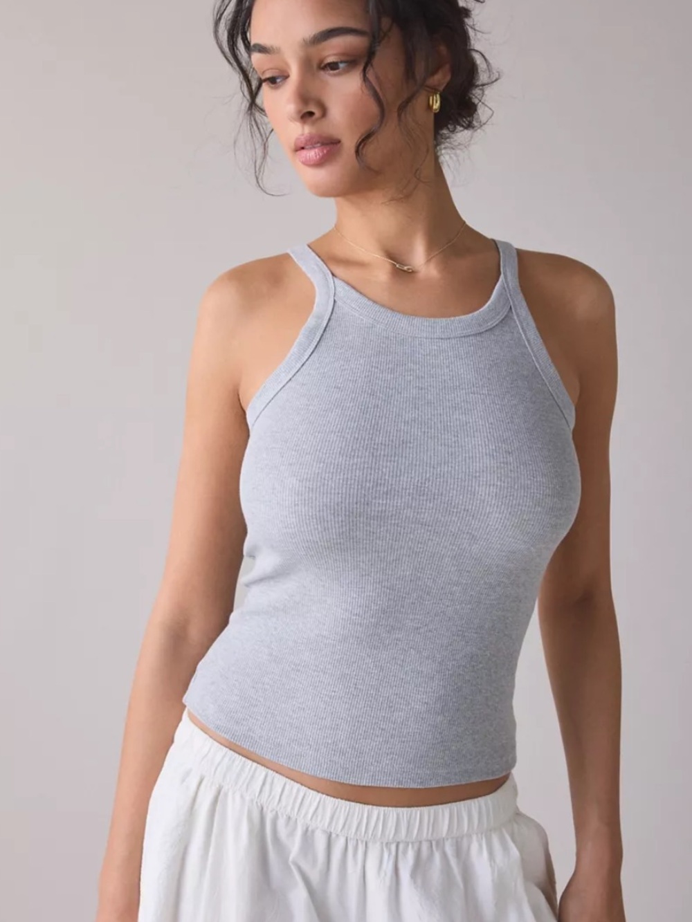 Urban Outfitters BDG Off-Duty Ribbed Round Neck Tank Top | Grey | Small